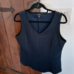 peplum navy v neck top